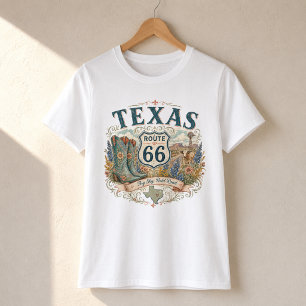 Camiseta Roupas de Botas Vintage Retro Texas Mother Road