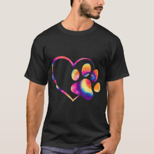 Camiseta Roupas de estampa de pata de cachorro com coração