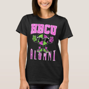 Camiseta Roupas de ex-alunos de HBCU Rosa e Verde para mulh