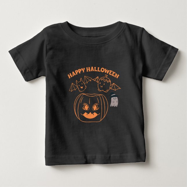 Camiseta Roupas de Fantasia Feminina de Halloween Preto (Frente)