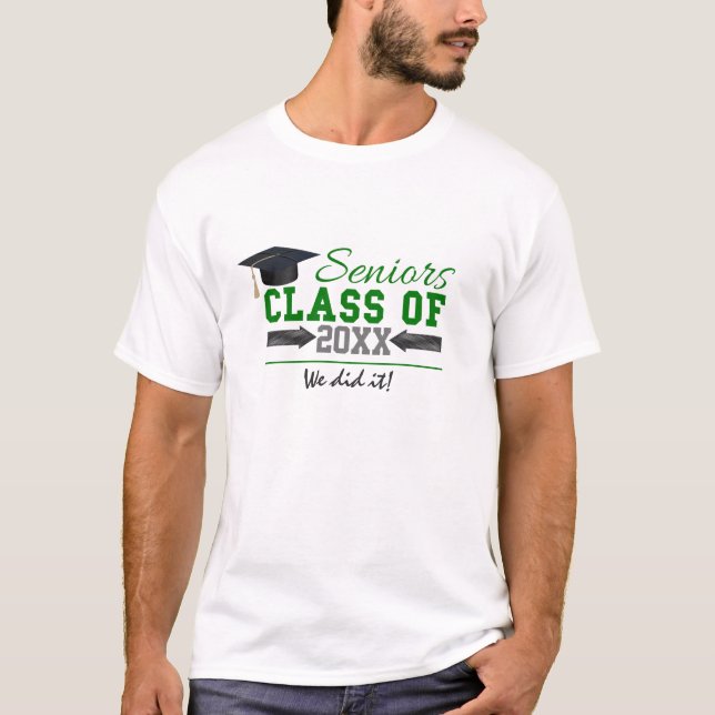 Camiseta Roupas de formatura verdes e cinzas (Frente)