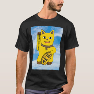 Camiseta Roupas de Gato Maneki Neko Dourado