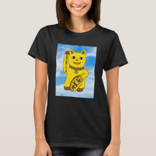 Camiseta Roupas de Gato Maneki Neko Dourado