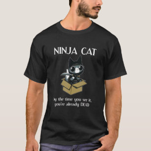 Camiseta Roupas de Gato Ninja Fofo Citação de Gato