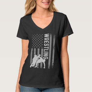 Camiseta Roupas de Luta Livre Americana Retrô Bandeira dos