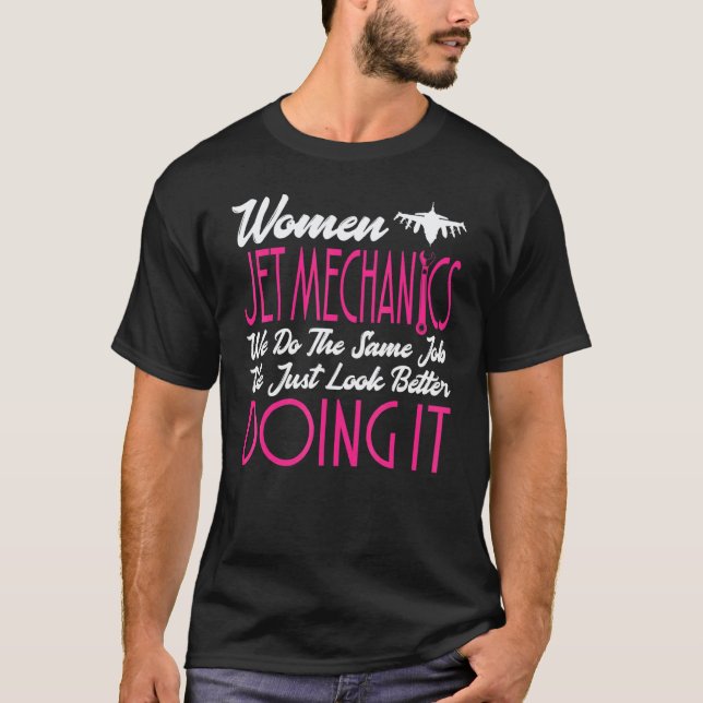 Camiseta Roupas de Mecânico de Jato - Ótimo Design de Mecân (Frente)