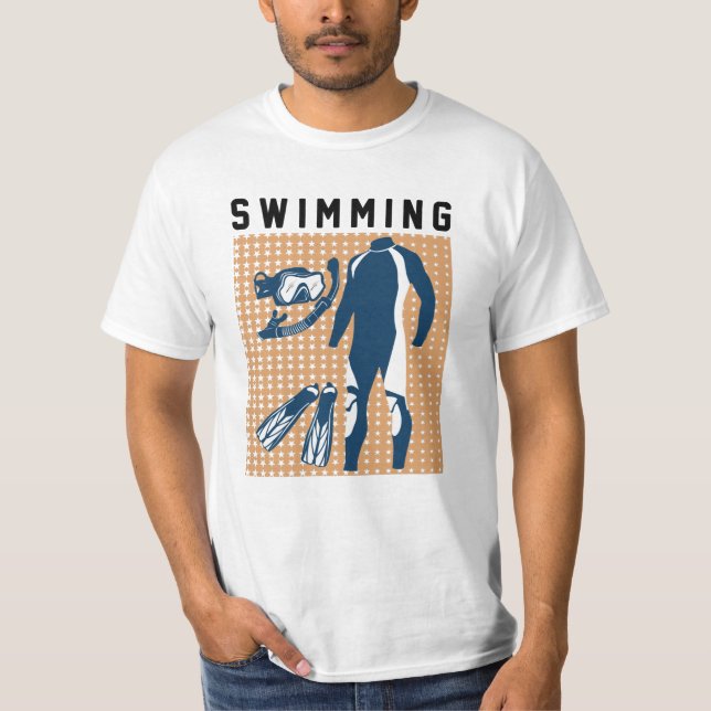 Camiseta Roupas de Natação e Óculos de Natação (Frente)