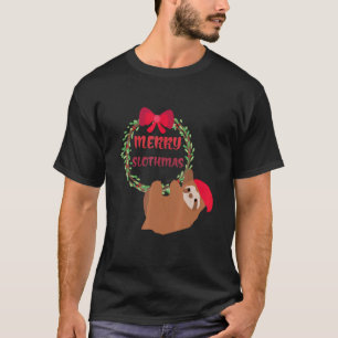 Camiseta Roupas de Natal Alegre Slothmas Slogan de Natal De