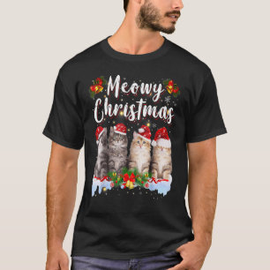 Camiseta Roupas de Natal da Família Gato Meowy Corresponden
