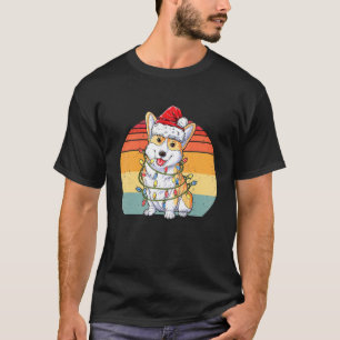 Camiseta Roupas de Natal do Corgi Árvore Luzes Xmas Corgmas