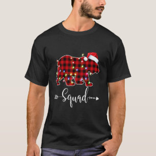 Camiseta Roupas de Natal Luzes de Natal Vermelho Xadrez Squ