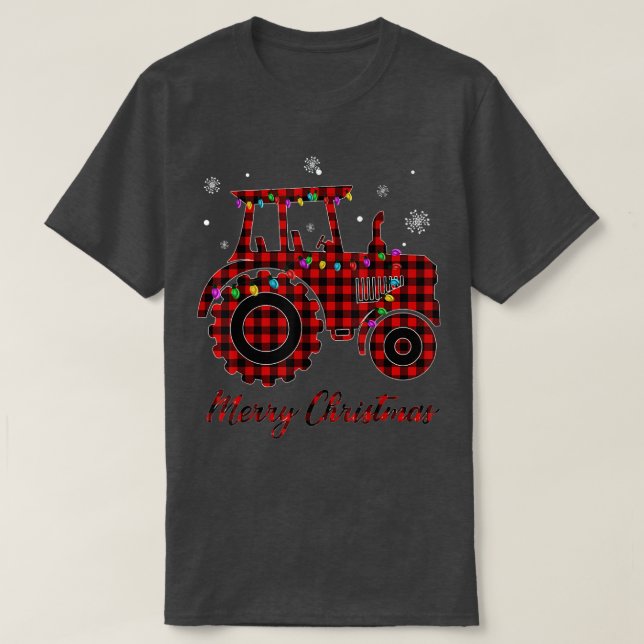 Camiseta Roupas de Natal Papai Noel Trator Luz Neve Trenó P (Frente do Design)