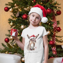 Camiseta Roupas de Natal para Crianças Burro Fofo