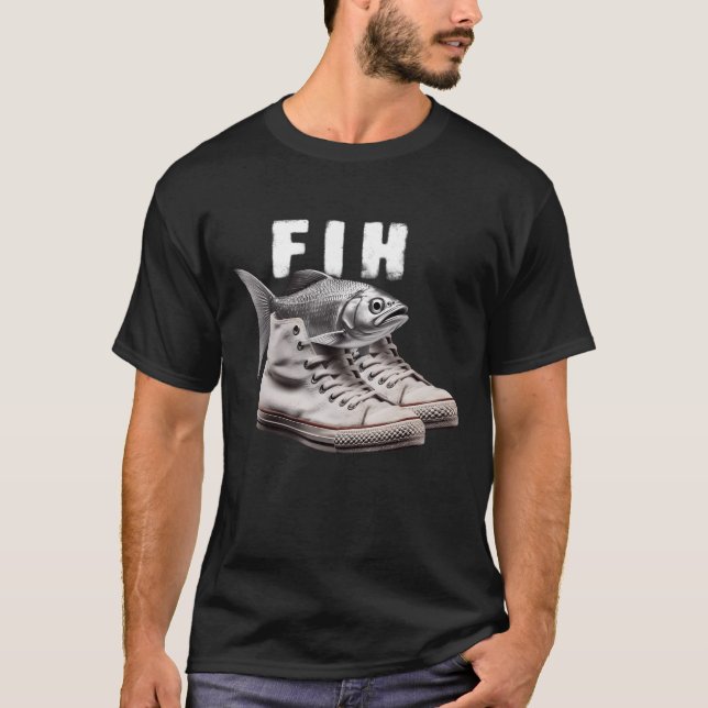 Camiseta Roupas de Peixe Fih Piada de Peixe com Ortografia  (Frente)