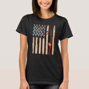 Camiseta Roupas de Pesca Vintage Bandeira dos EUA Pesca de