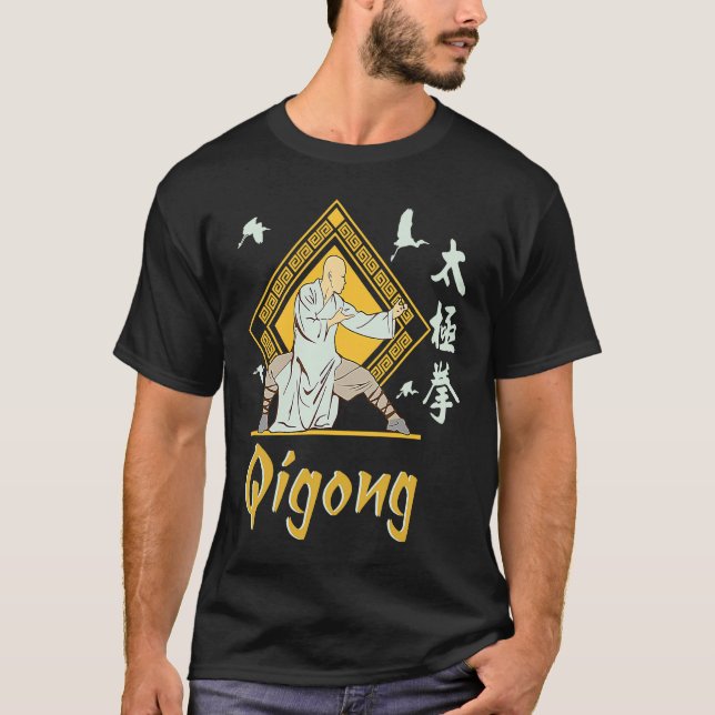 Camiseta Roupas de Qi Gong para Exercícios de Tai Chi com C (Frente)