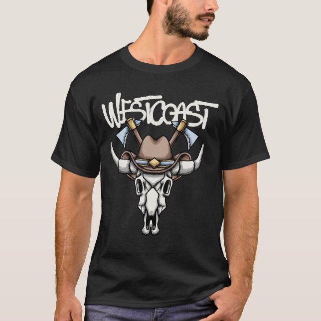 Camiseta Roupas de rua com caveira de vaca (Frente)