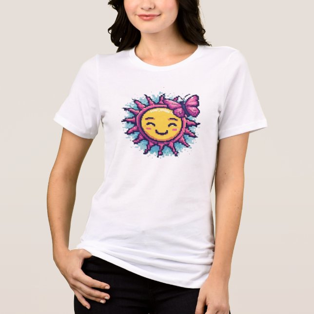 Camiseta Roupas de rua com gráfico retrô de sol e borboleta (Frente)