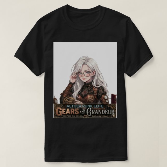Camiseta Roupas de Rua de Menina de Anime Steampunk - Elite (Frente do Design)