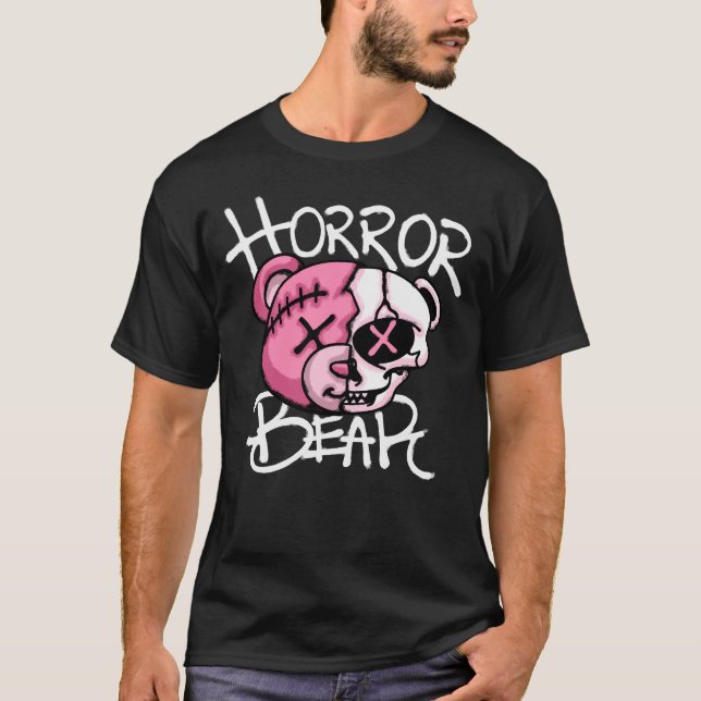 Camiseta Roupas de rua de terror assustador de urso (Frente)