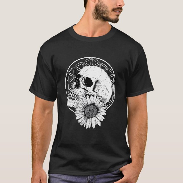 Camiseta Roupas de rua macabras e de baixo nível Crânio e f (Frente)