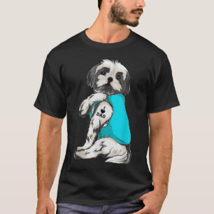 Camiseta Roupas de Tatuagem Shih Tzu Eu Amo Papai, Presente