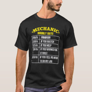 Camiseta Roupas de Taxa Horária de Trabalho de Mecânico Aut