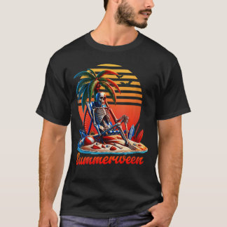 Camiseta Roupas de Verão das Mulheres Esqueleto de Verão do