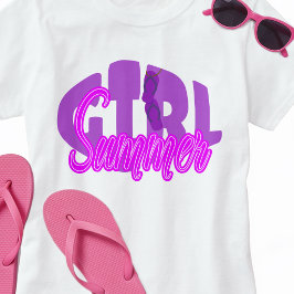 Camiseta Roupas de Verão de Praia com Letras Roxas em Negri