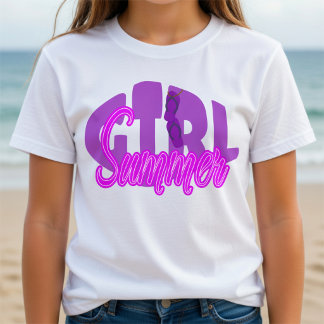 Camiseta Roupas de Verão de Praia com Letras Roxas em Negri