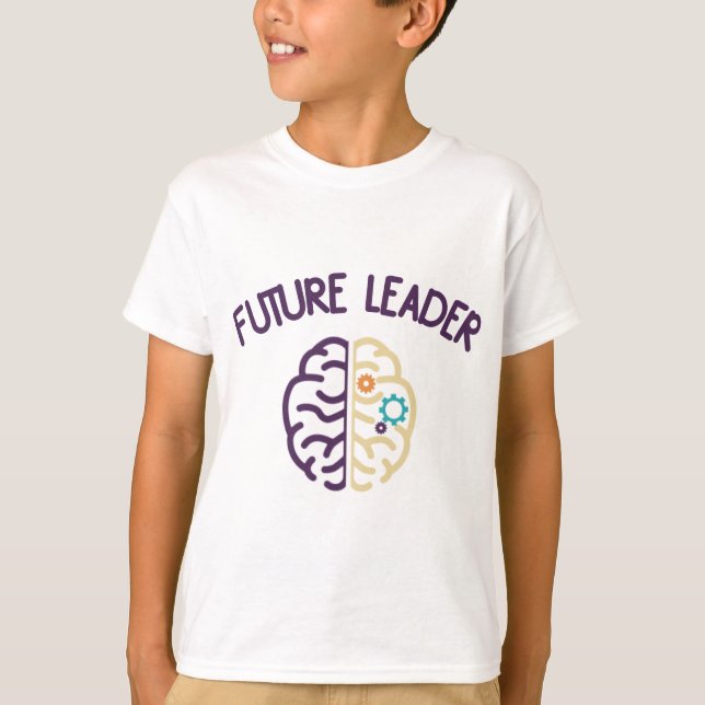 Camiseta roupas de volta às aulas, futuro líder  (Frente)