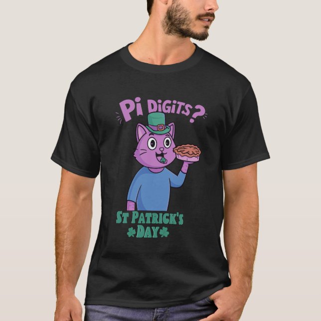 Camiseta Roupas Divertidas, Dia de São Patrício de Gato, Pi (Frente)