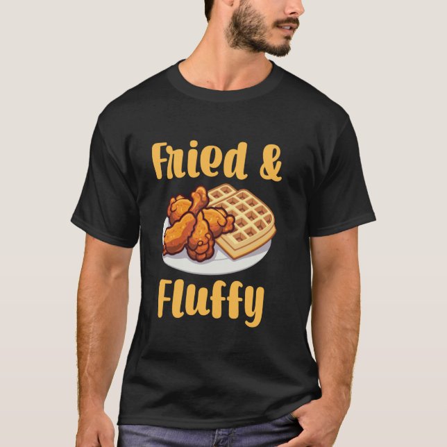 Camiseta Roupas Engraçadas de Frango Waffle  Café da Manhã  (Frente)