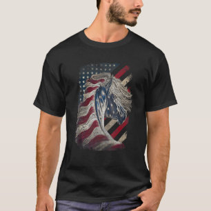 Camiseta Roupas Equestres Patriótico Cavalo Bandeira Americ