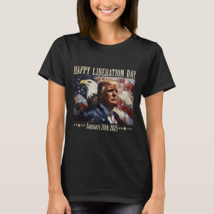 Camiseta Roupas Feliz Dia da Libertação Presidente Trump De