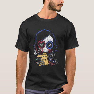 Camiseta Roupas góticas todo oculto Horror Garota Com Gato