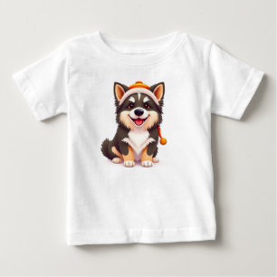 Camiseta Roupas infantis com desenho de cachorro fofo em es