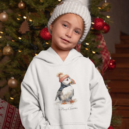 Camiseta Roupas infantis costeiras de Natal do puffin fofo
