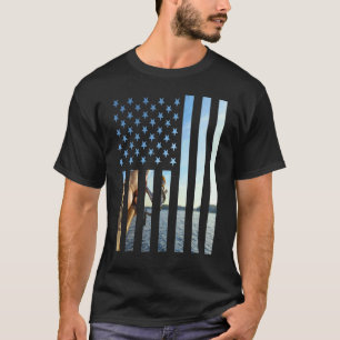 Camiseta Roupas Legais de Pesca Camufladas com Bandeira dos