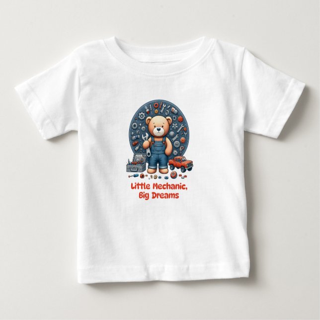 Camiseta Roupas mecânicas para bebês para presentes de rapa (Frente)