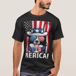 Camiseta Roupas para cães Border Collie Bandeira Americana