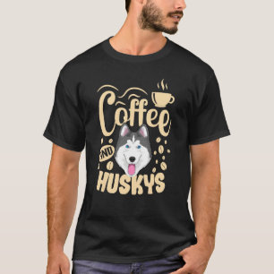 Camiseta Roupas para Cães Husky Viciado em Café para Dono d