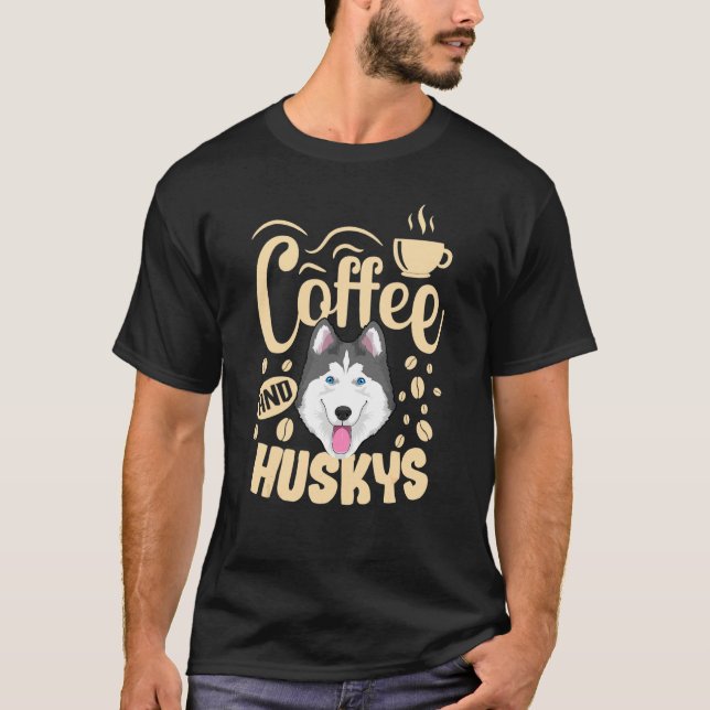 Camiseta Roupas para Cães Husky Viciado em Café para Dono d (Frente)