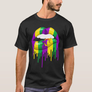 Camiseta Roupas Para W Do Mardi Gras Com Fleur De Lys E Láb