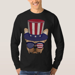 Camiseta Roupas Patrióticas de Cachorro Bulldog Francês com