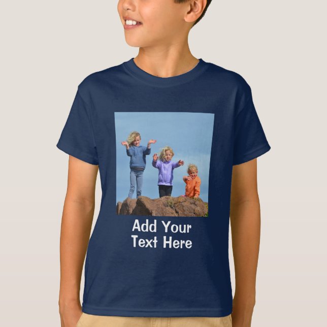 Camiseta Roupas personalizadas com foto e texto para crianç (Frente)