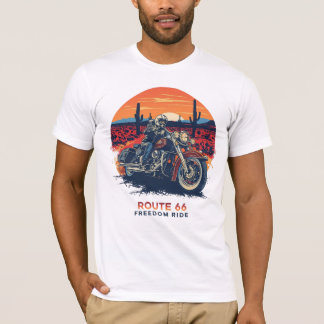 Camiseta Route 66 Freedom Ride Vintage Motorcycle Adventure