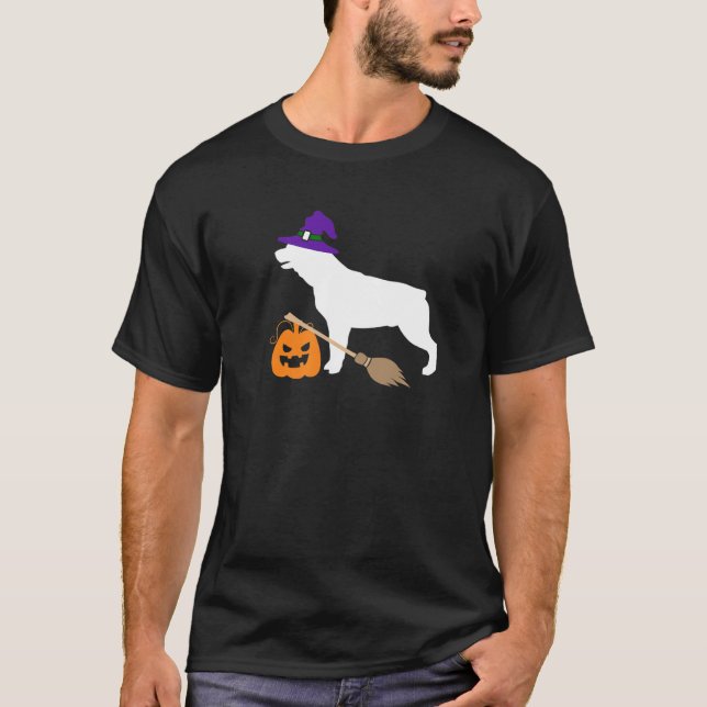 Camiseta Rouxineira do Cachorro do Chapéu das Bruxas Rottwe (Frente)