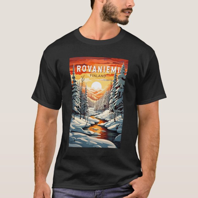 Camiseta Rovaniemi Finlândia Viagem Art Vintage (Frente)