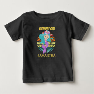 Camiseta roxa de aniversário da Sirene do Pôr do S